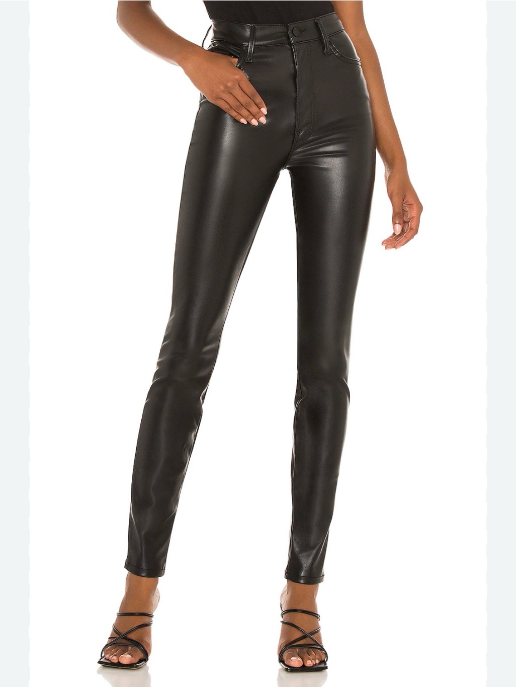 Euc Mother Sz31 The Super Swooner Black Faux Leather High-Waist Skinny Pants